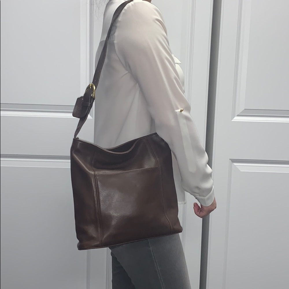 Vintage Coach Brown Leather Hobo Bag